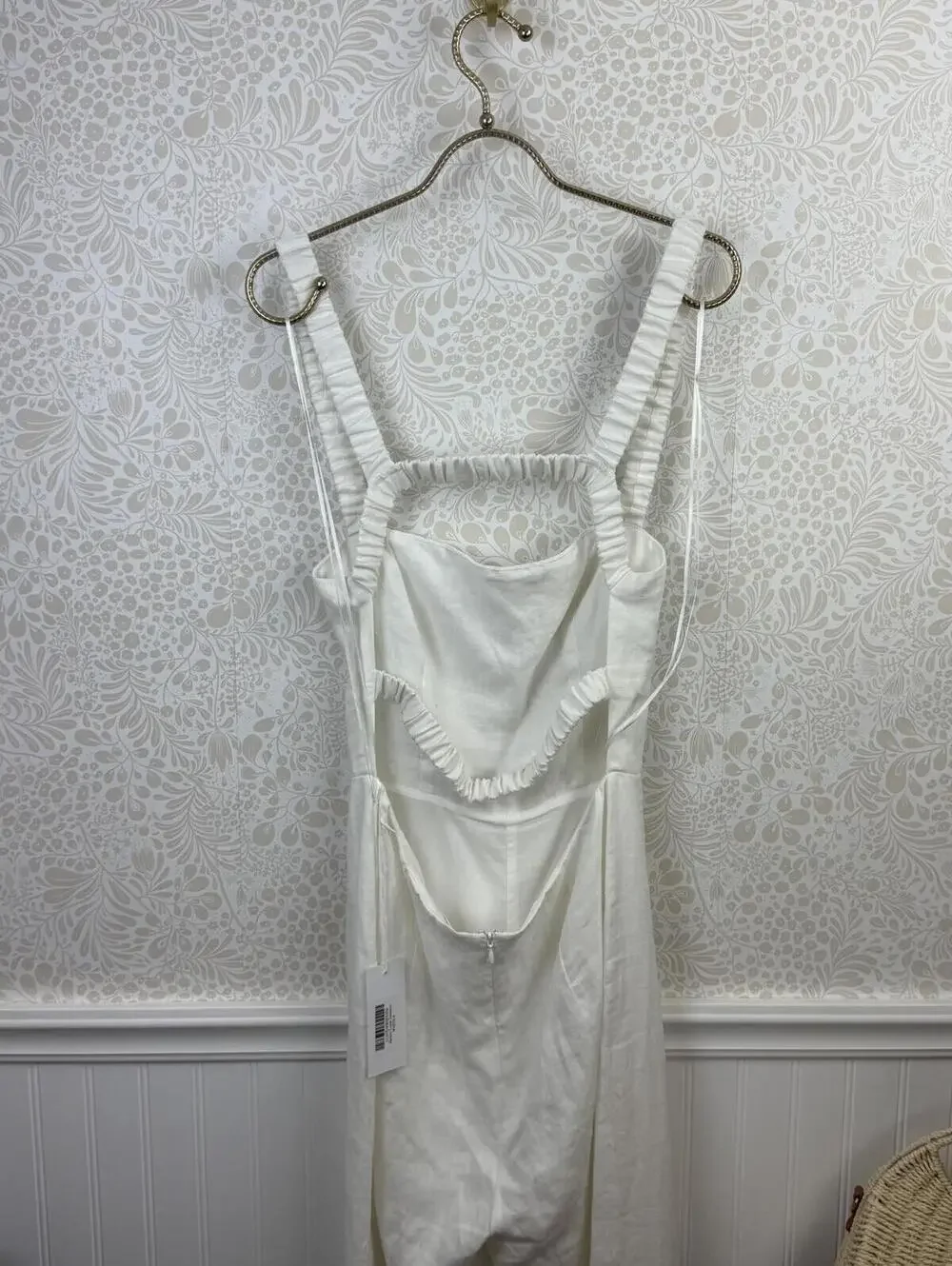 Reformation Harlow White Linen Wide-Leg Jumpsuit - Size - 6 - NWT